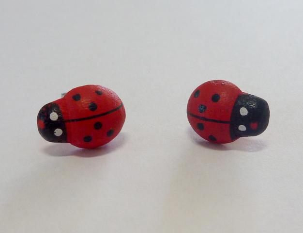 Ladybird Ear Stud wood - Click Image to Close